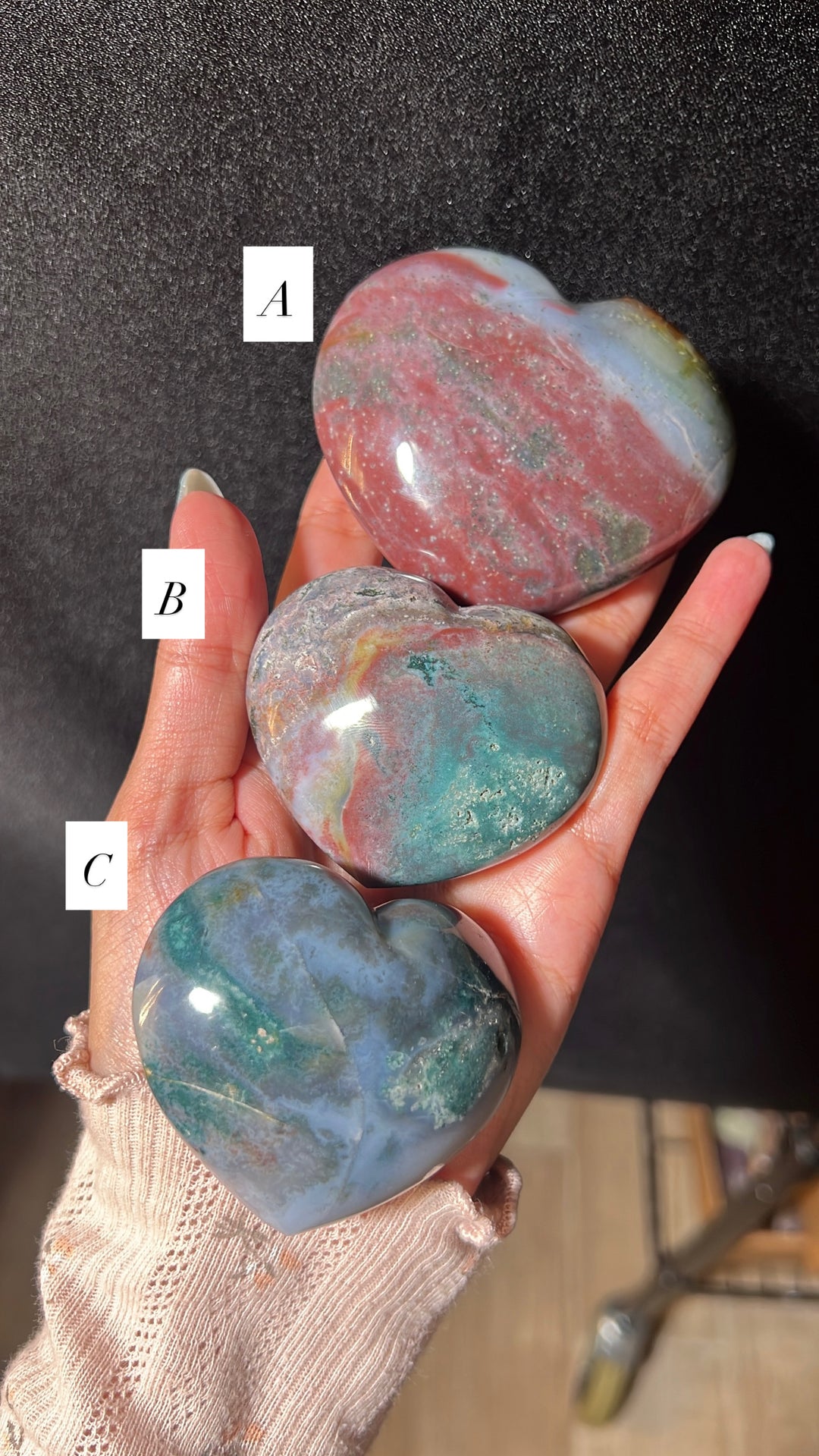 Ocean Jasper Heart (you pick)