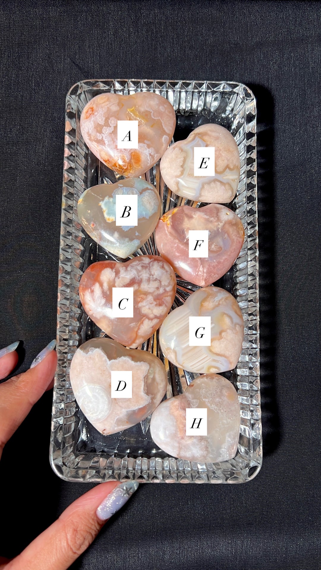 Flower Agate Heart (you pick)
