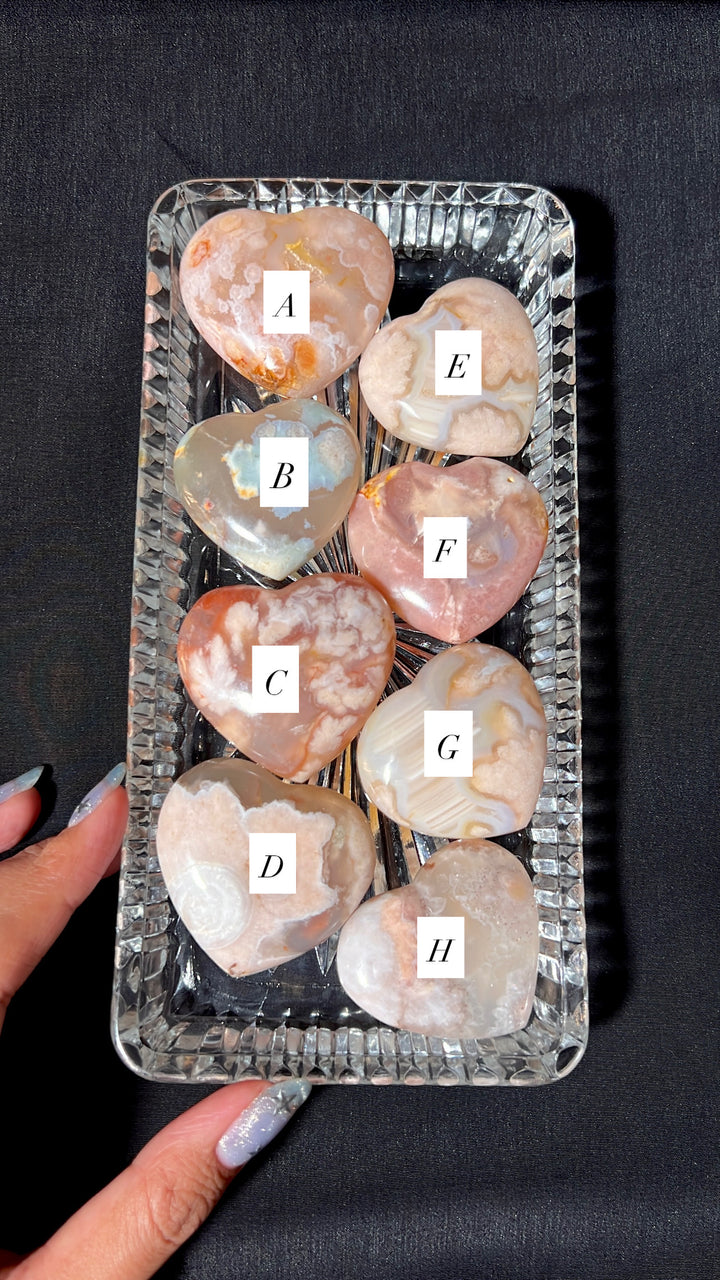 Flower Agate Heart (you pick)