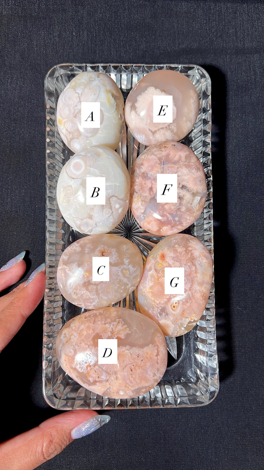 Flower Agate Palmstone (you pick)