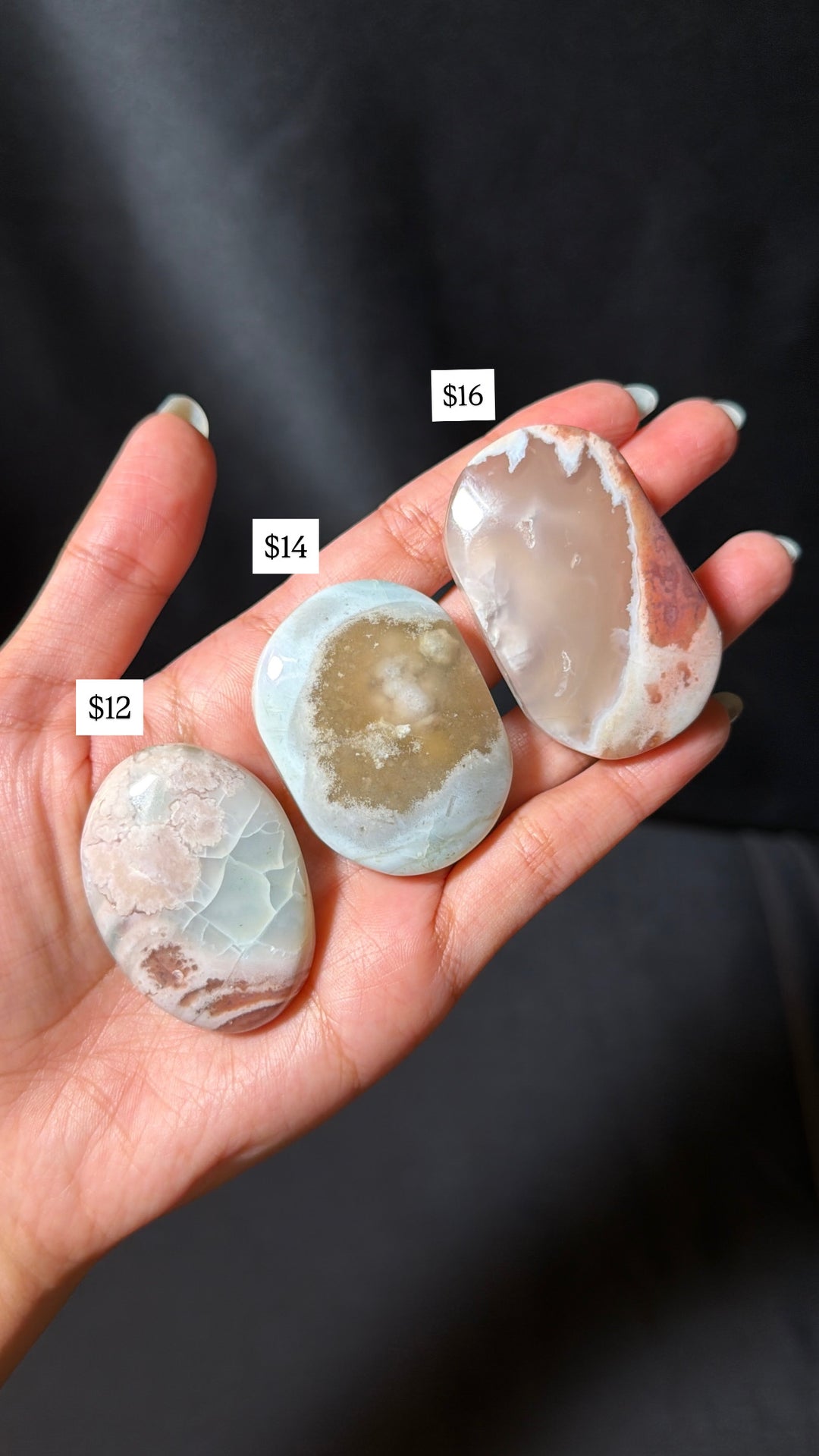 Flower Agate Palmstone (you pick)