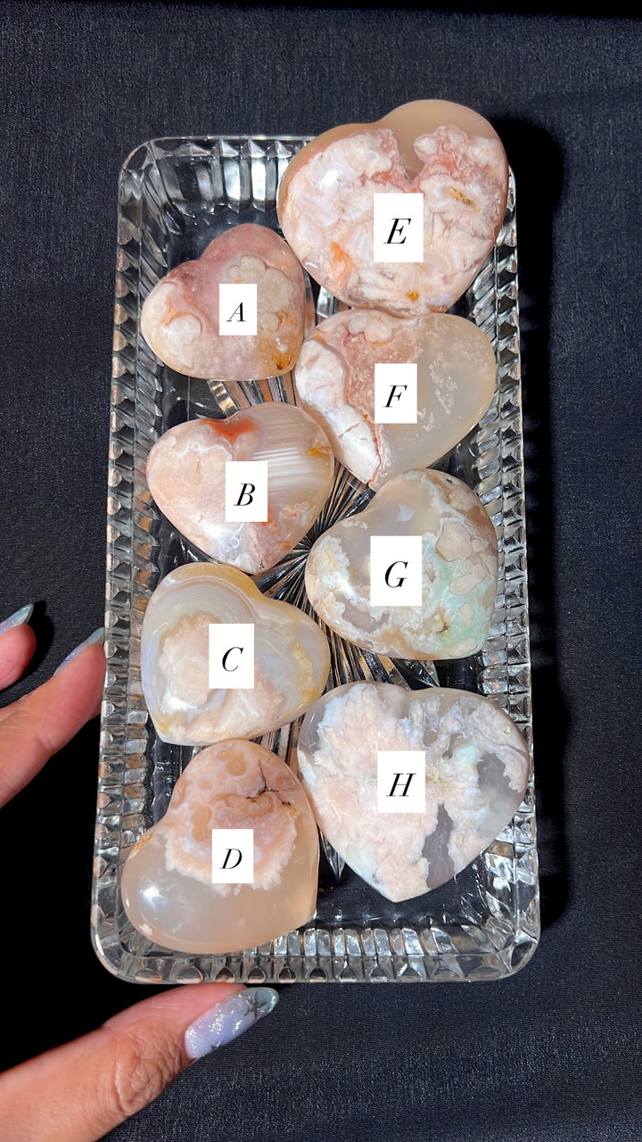 Flower Agate Heart (you pick)