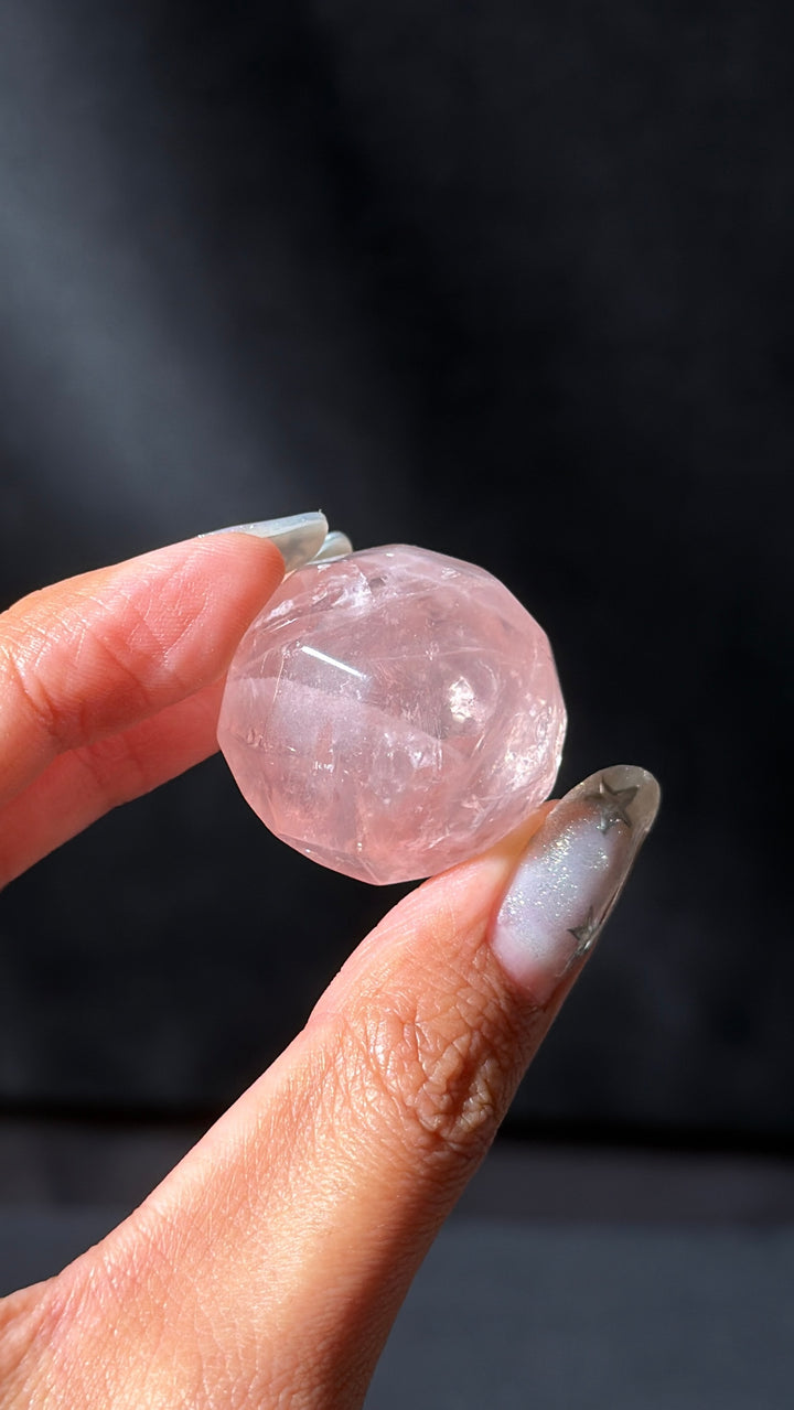 Mini Rose Quartz Faceted Sphere