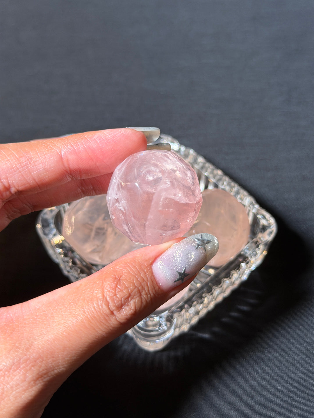 Mini Rose Quartz Faceted Sphere