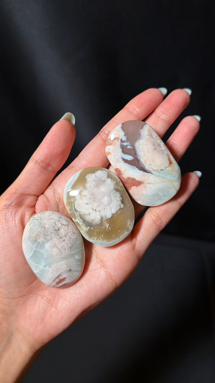 Flower Agate Palmstone (you pick)