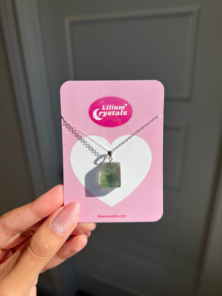 Graden Quartz Rectangle Lens Necklace