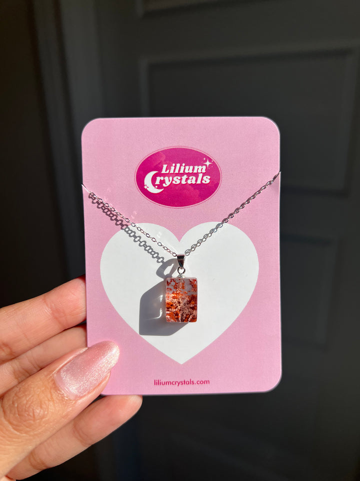 Graden Quartz Rectangle Lens Necklace