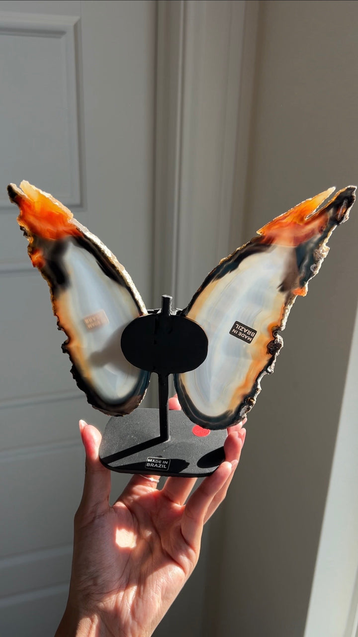 Crimson Flare Agate Butterfly