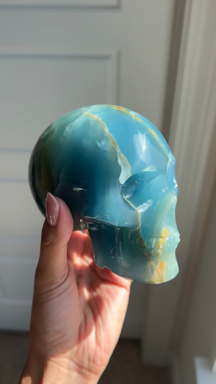 Blue Lemurian Aquatine Skull
