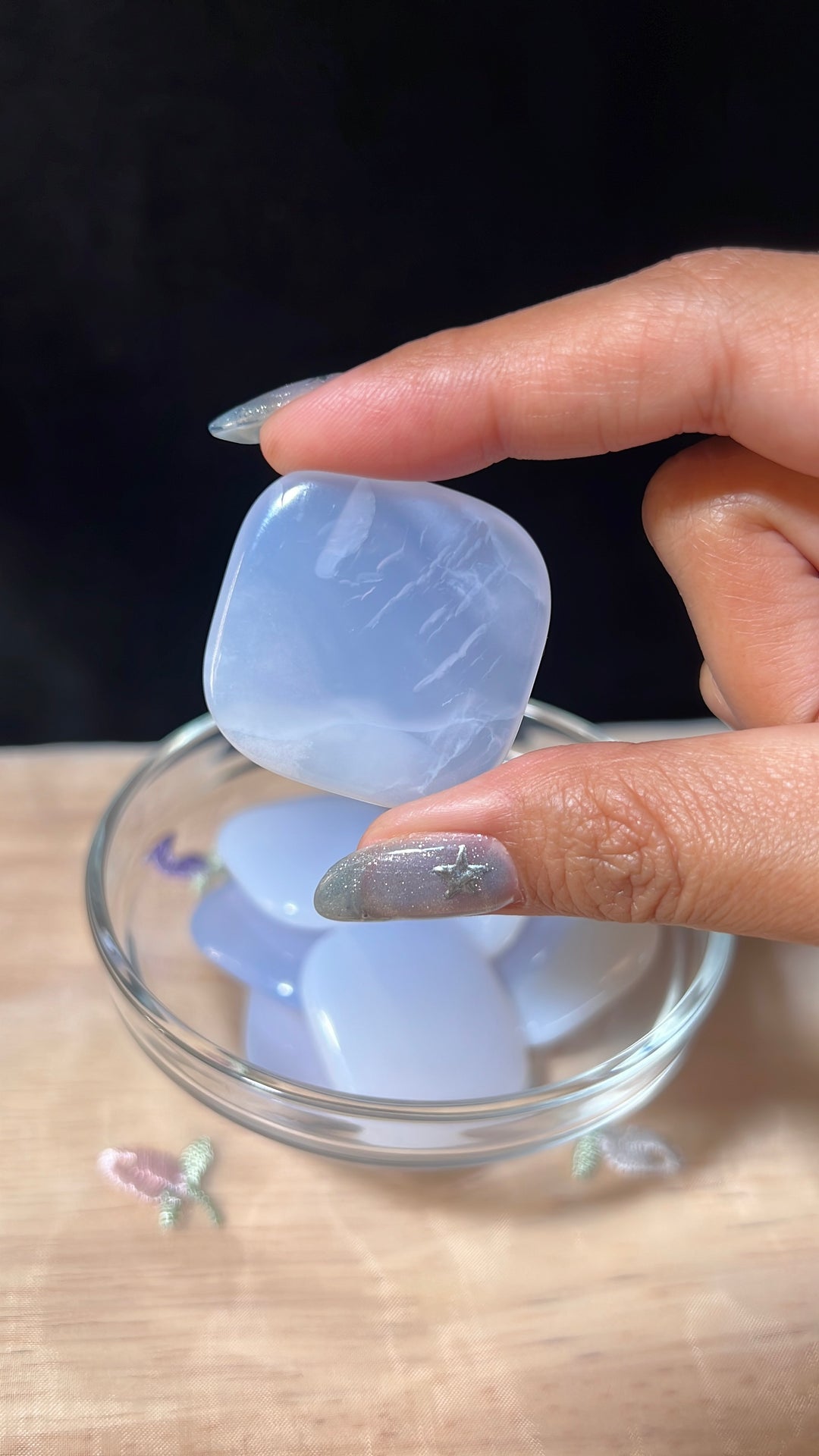 Blue Chalcedony Square Mini Palmstone