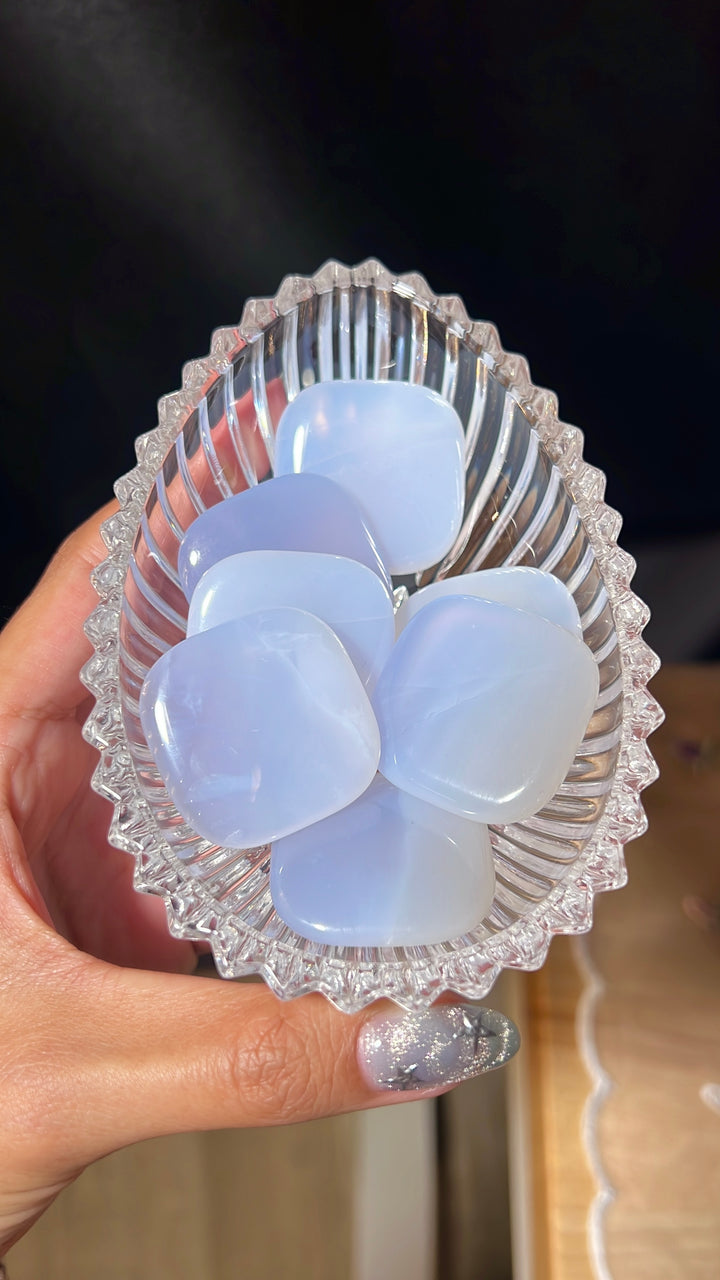 Blue Chalcedony Square Mini Palmstone