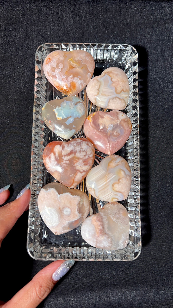 Flower Agate Heart (you pick)