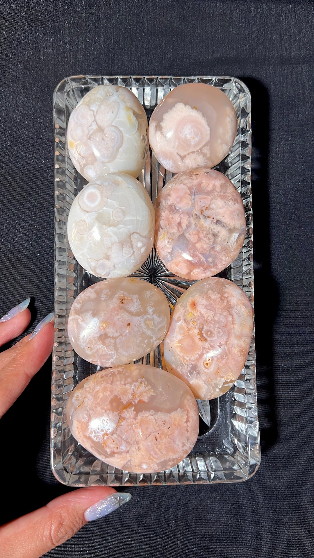 Flower Agate Palmstone (you pick)