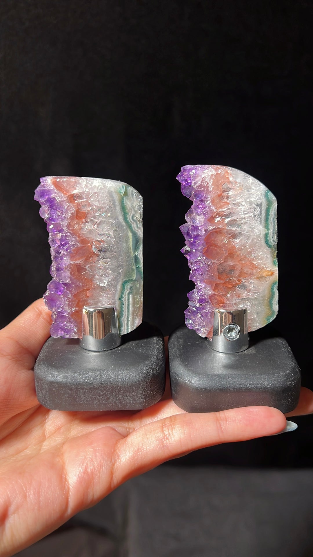 Rainbow Amethyst Slabs on Wooden Stand (you pick)