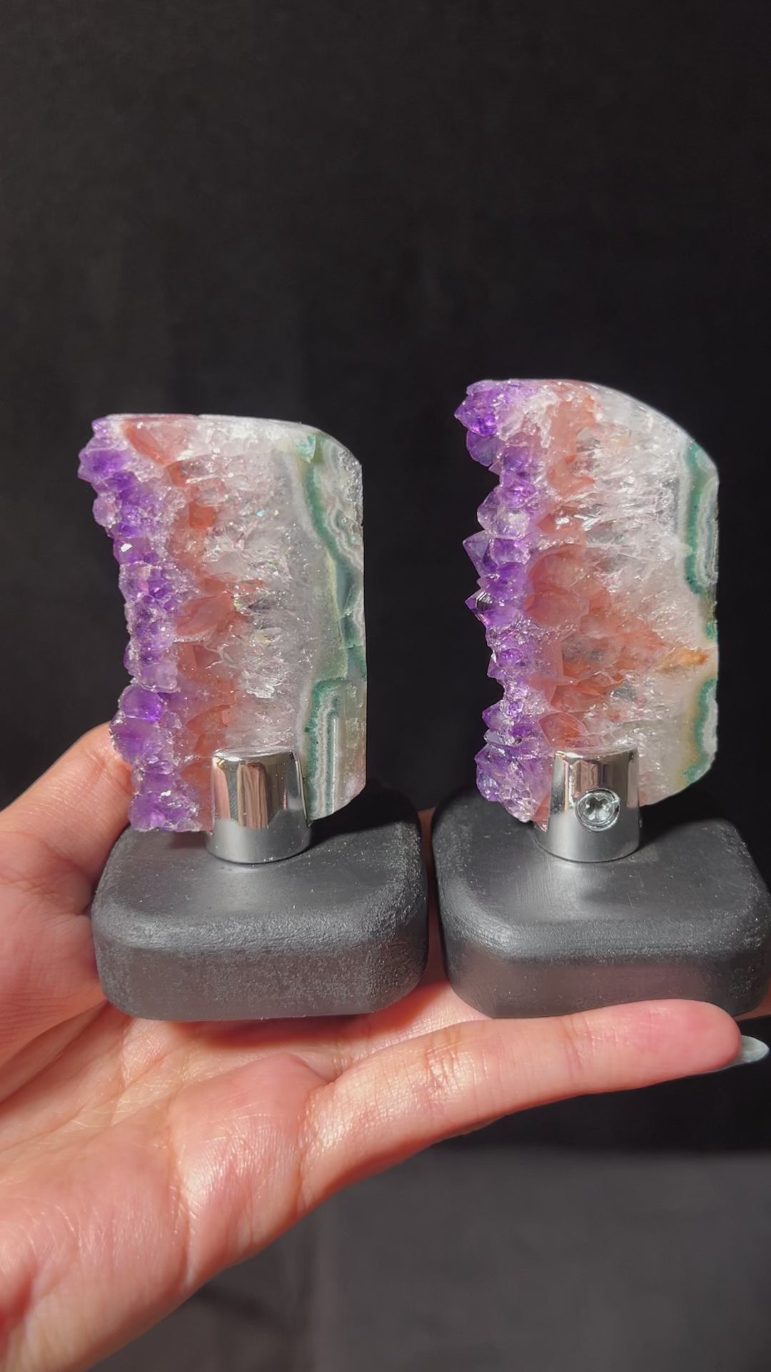 Rainbow Amethyst Slabs on Wooden Stand (you pick)