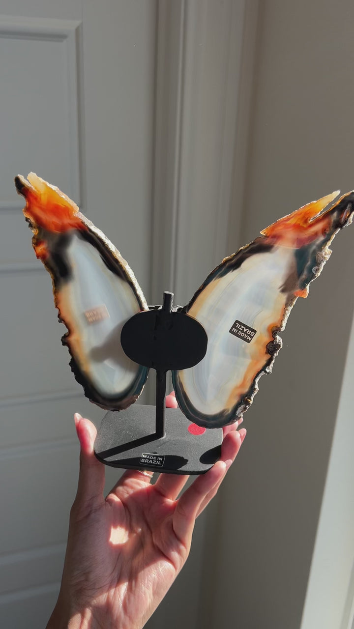 Crimson Flare Agate Butterfly
